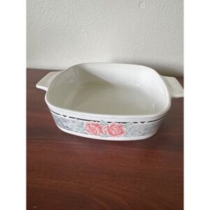 Corning‎ Ware Casserole Dish Square Roses Floral 1 Liter Baking Dish